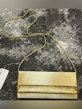 Vintage Carlo Fellini evening bag clutch purse Sunset Gold